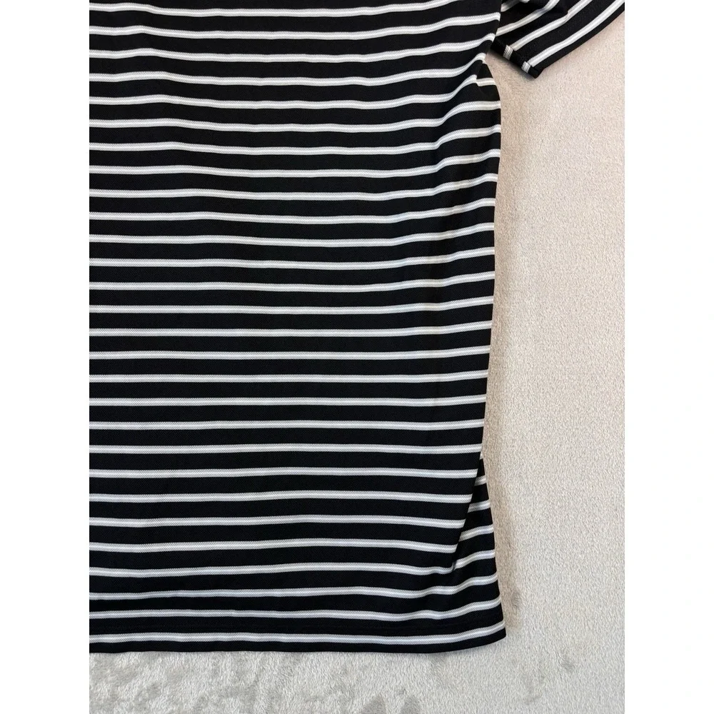 Nike Dri Fit Golf Polo Men XL Black White Striped Texans Shield Performance Polo